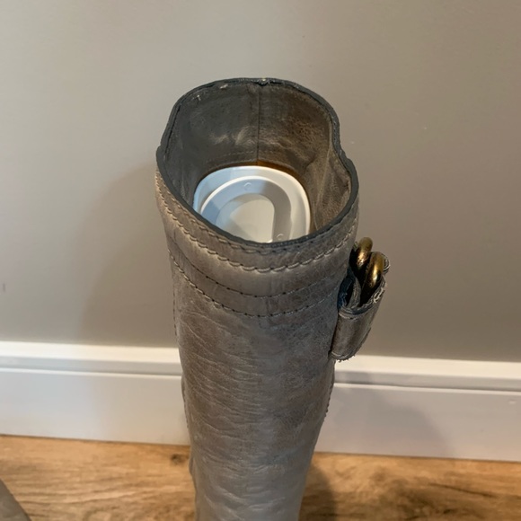 CHLOE - Distressed Gray -Leather Knee High Boots - Picture 10 of 11